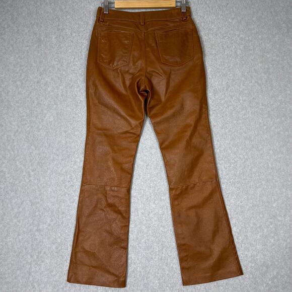 Vintage Maxima Wilsons Leather Brown Straight Mid Rise Pants Size 6 - Picture 7 of 12